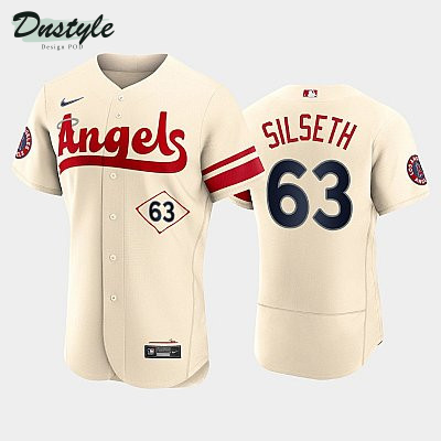 Men's Los Angeles Angels #63 Chase Silseth 2022 City Connect Cream Jersey