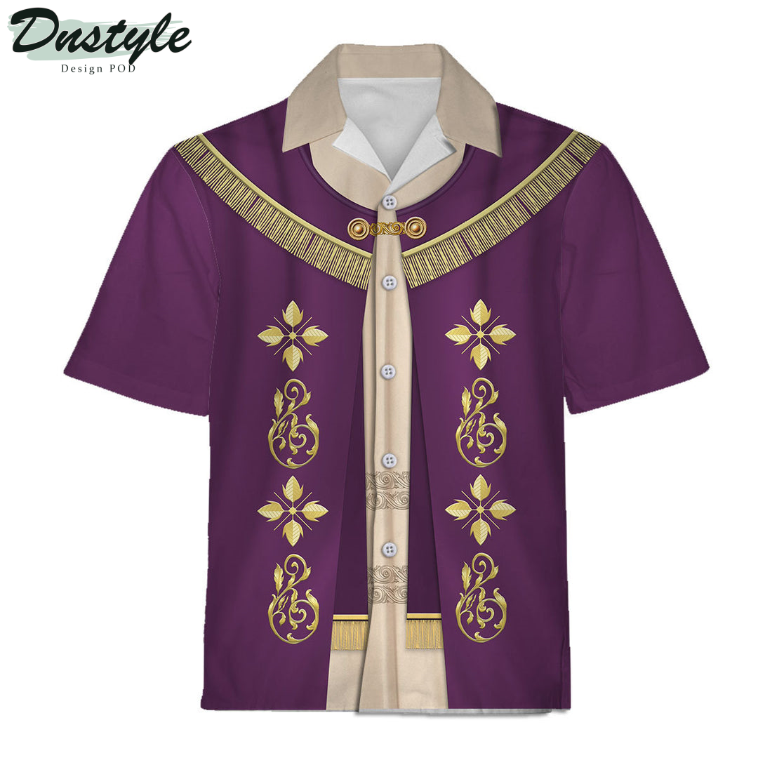 Pope Francis Purple Robe Liturgical Vestment Christianity Hawaiian Shirt And Short