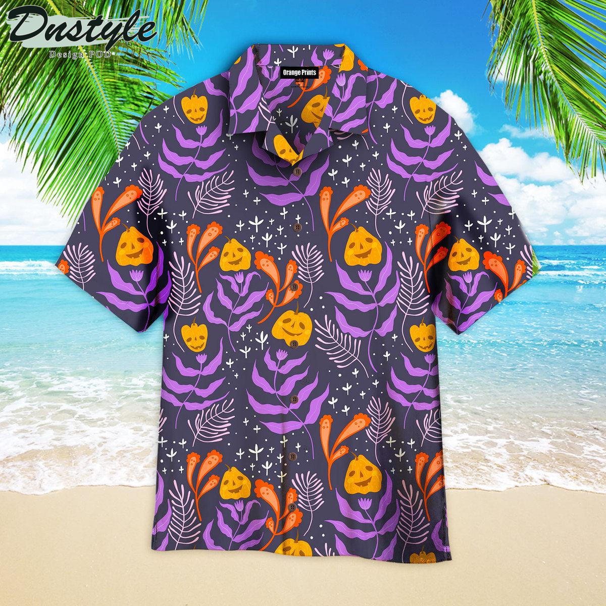 Halloween Pumkins Tropical Pattern Hawaiian Shirt