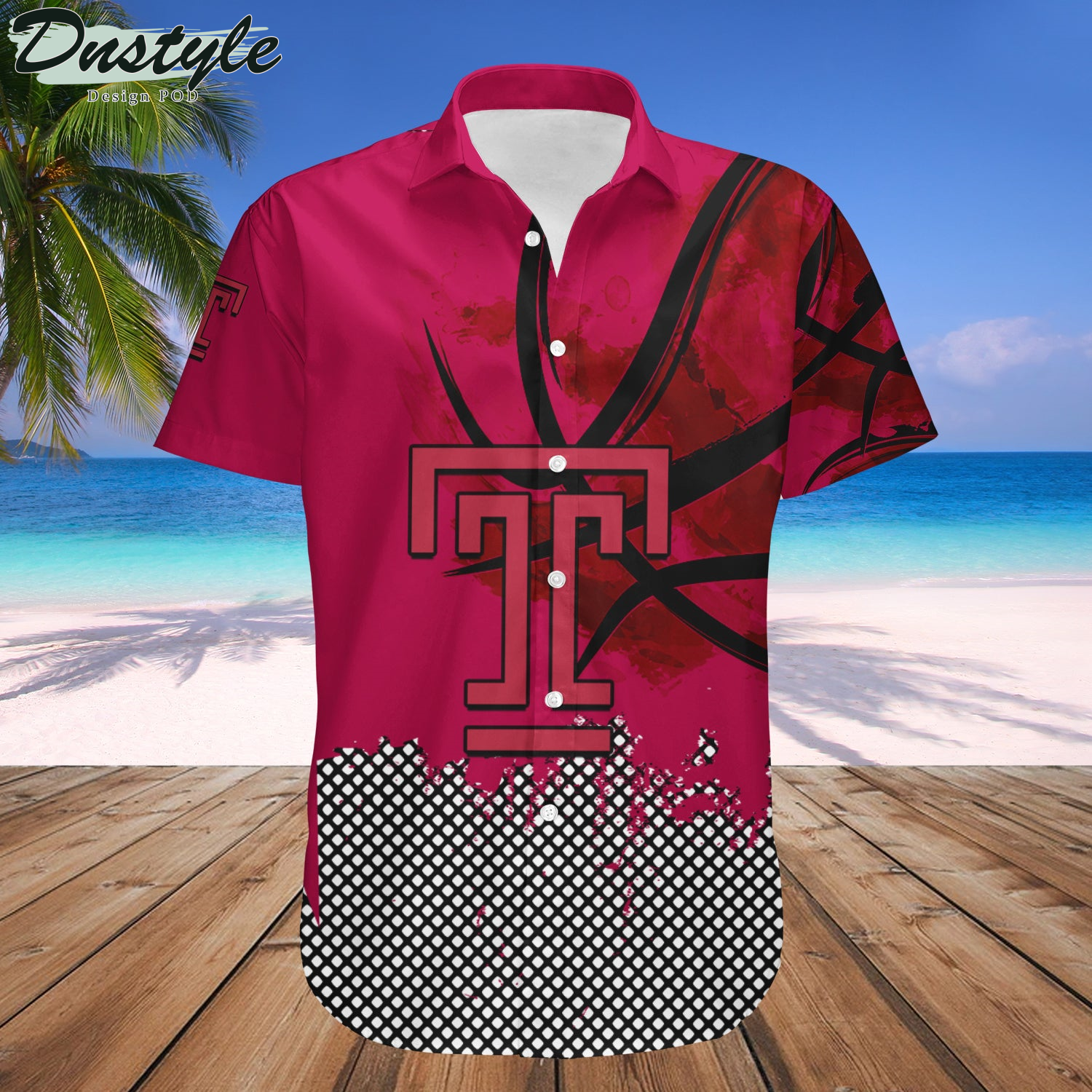 Temple Owls Basketball Net Grunge Pattern Hawaii Shirt