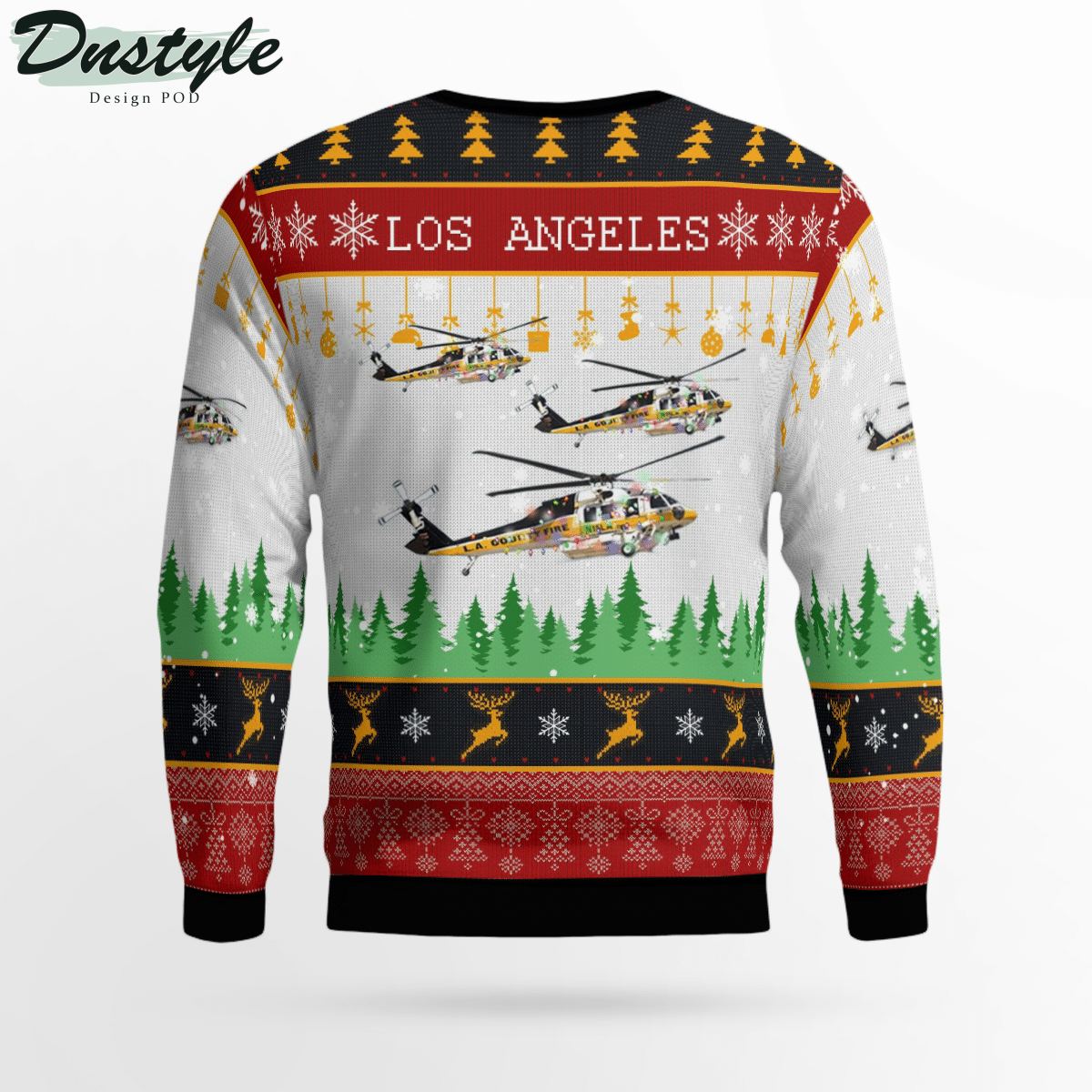 Los Angeles County Fire Department Sikorsky S-70A Firehawk Ugly Christmas Sweater