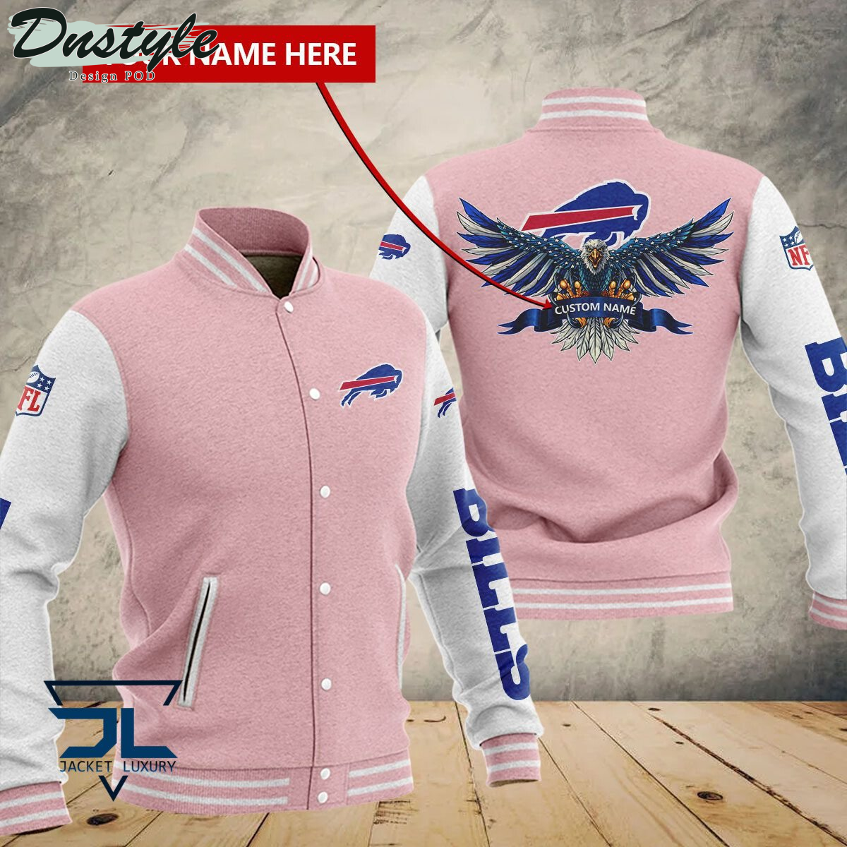 Buffalo Bills Eagles Custom Name Baseball Jacket