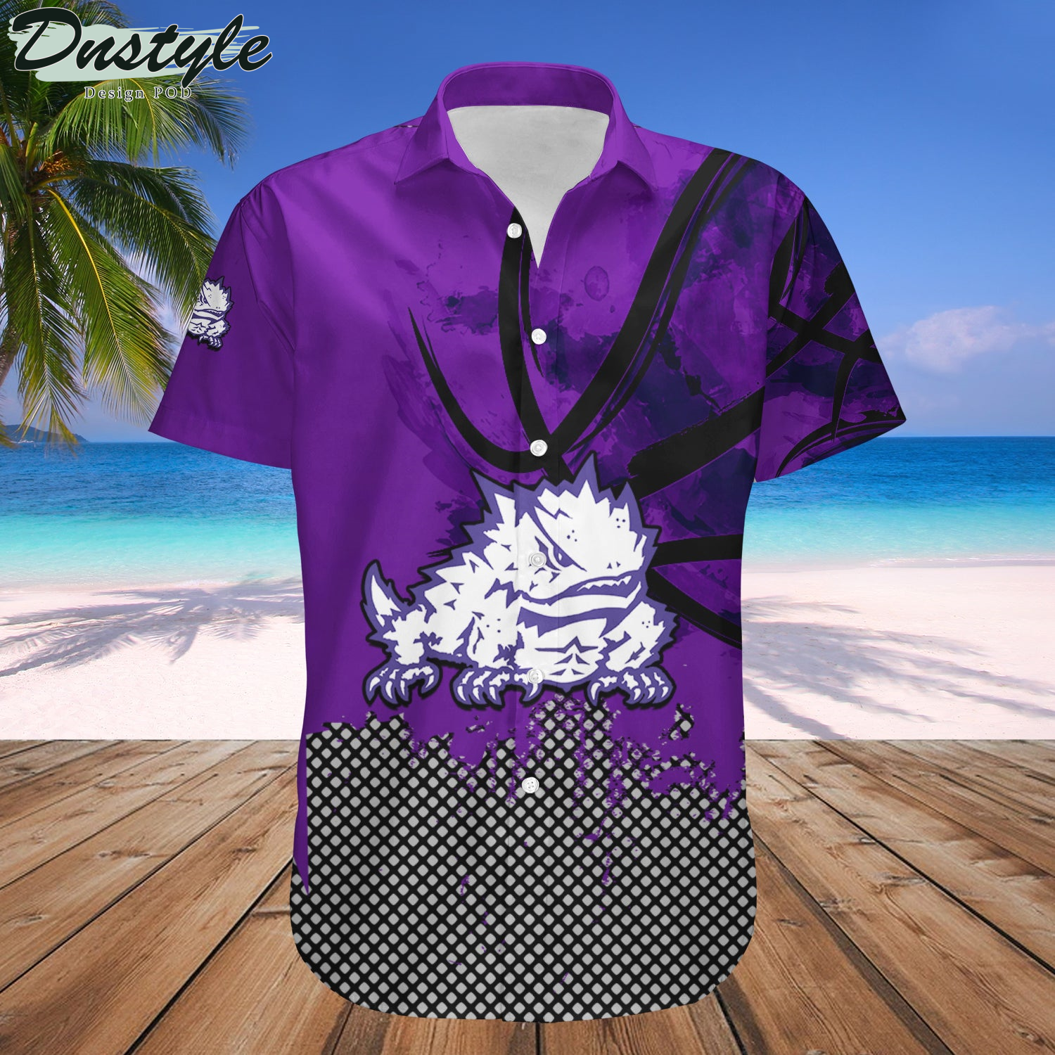 TCU Horned Frogs Basketball Net Grunge Pattern Hawaii Shirt