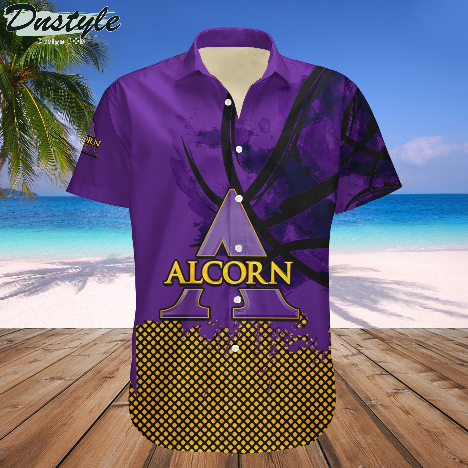 Alcorn State Braves Basketball Net Grunge Pattern Hawaii Shirt