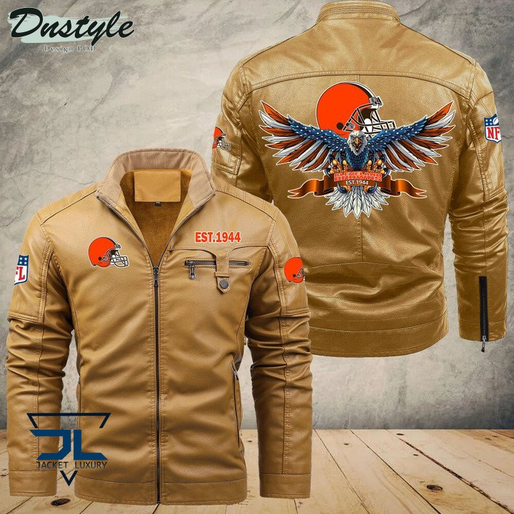 Cleveland Browns Eagle Fleece Leather Jacket