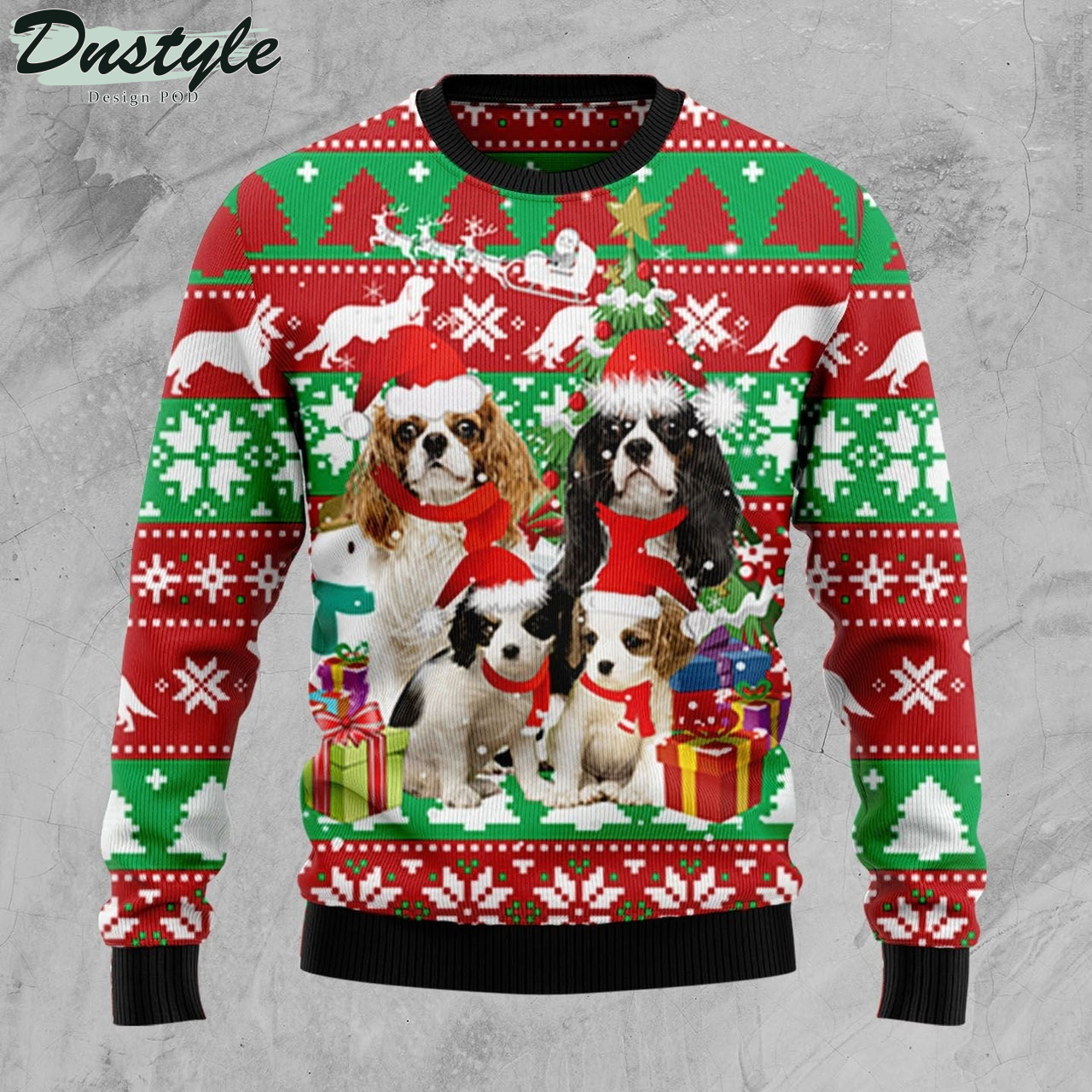 Cavalier King Charles Spaniel Family Ugly Christmas Sweater