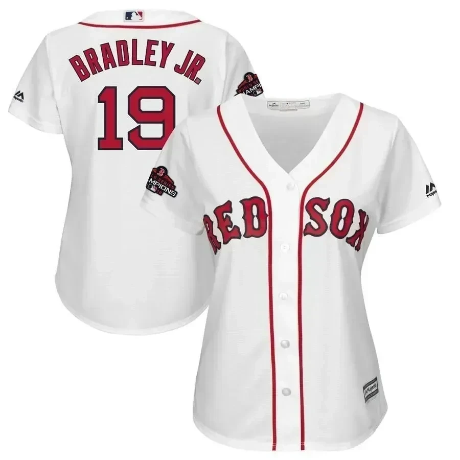 Jackie Bradley Jr. Boston Red Sox Majestic Women's 2020 World Series Champions Team Logo Player MLB Jersey - White