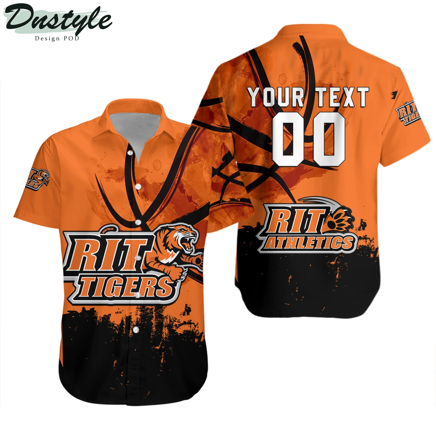 RIT Tigers Basketball Net Grunge Pattern Hawaii Shirt