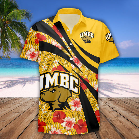 UMBC Retrievers Hibiscus Sport Hawaiian Shirt