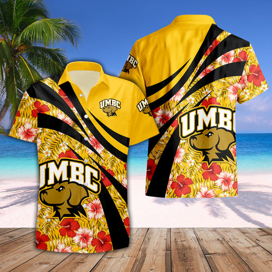 UMBC Retrievers Hibiscus Sport Hawaiian Shirt