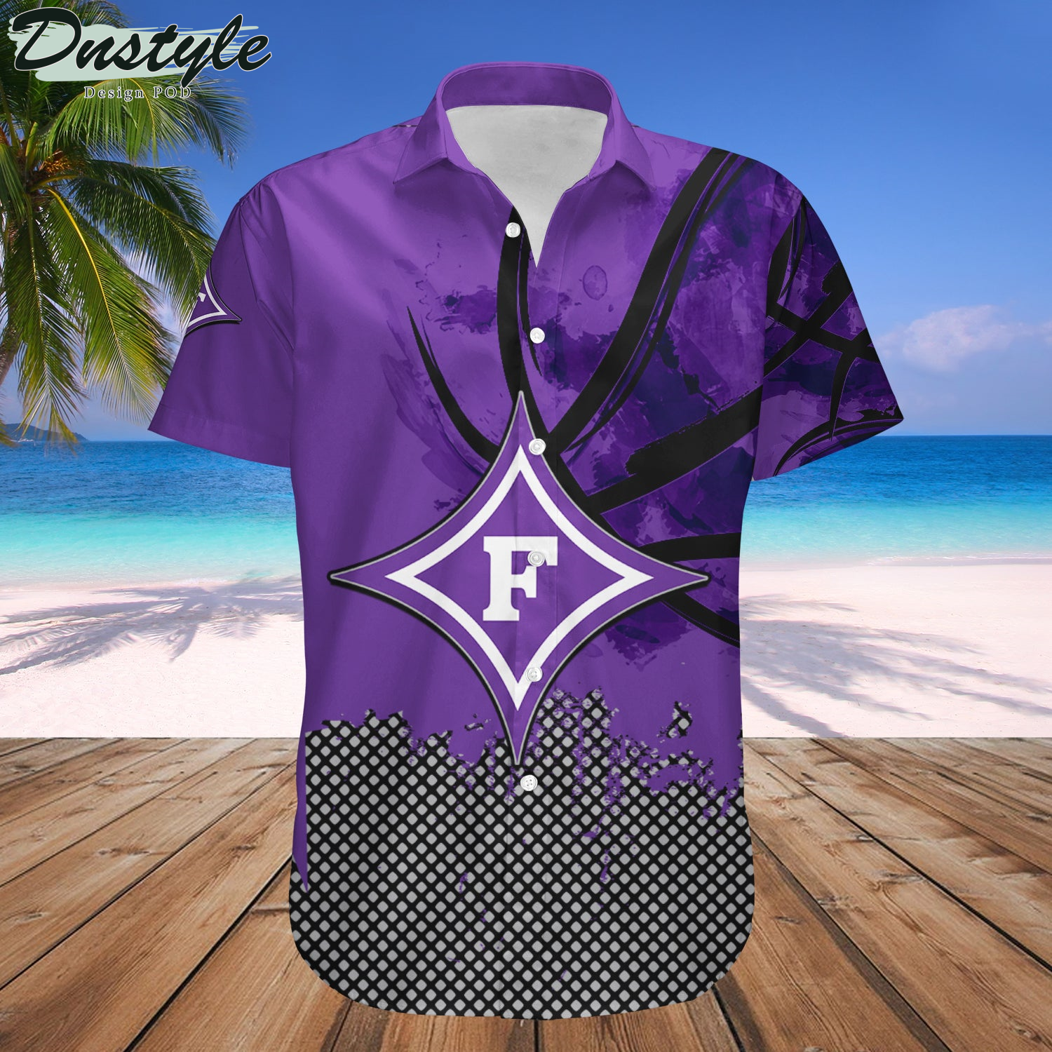 Furman Paladins Basketball Net Grunge Pattern Hawaii Shirt
