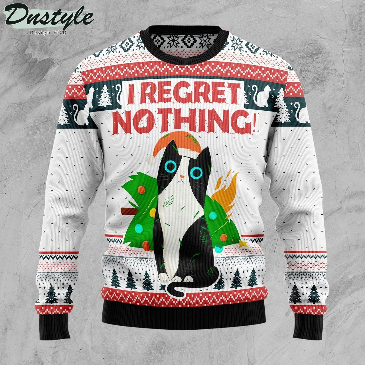 I Regret Nothing Cat Ugly Christmas Sweater