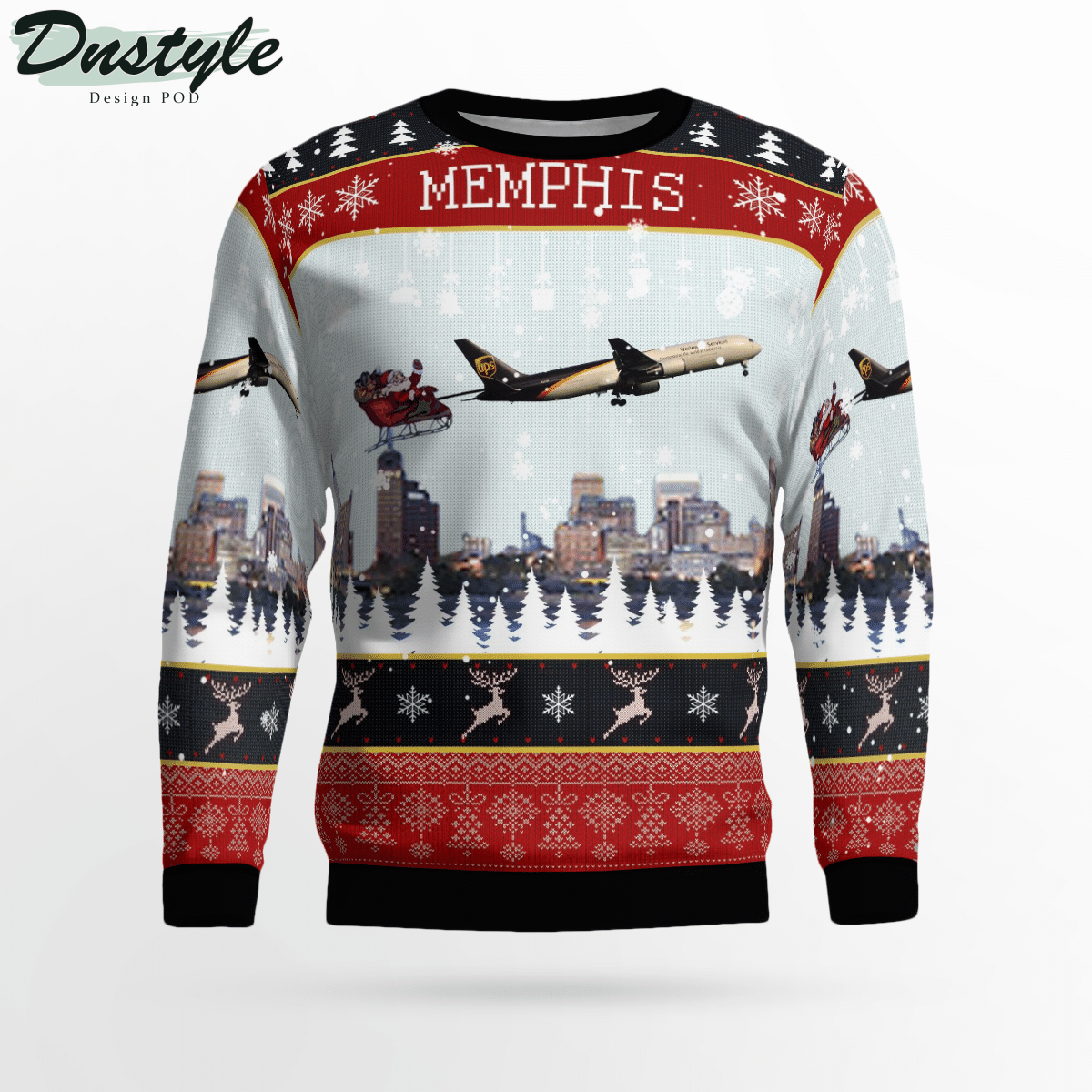 Boeing 767-300F/ER With Santa Over Memphis Ugly Christmas Sweater