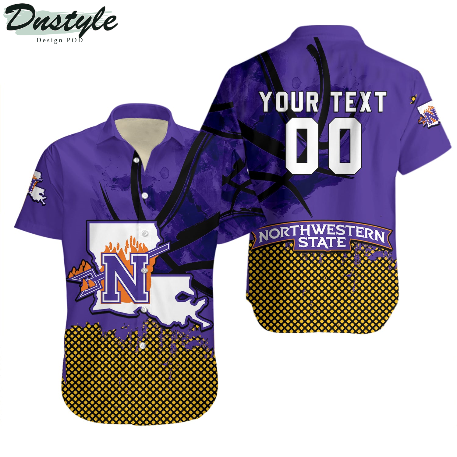 Northwestern State Demons Basketball Net Grunge Pattern Hawaii Shirt