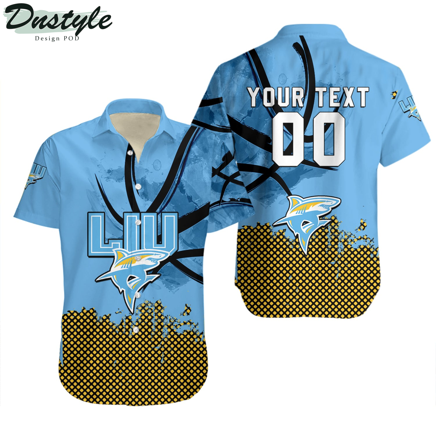 LIU Sharks Basketball Net Grunge Pattern Hawaii Shirt