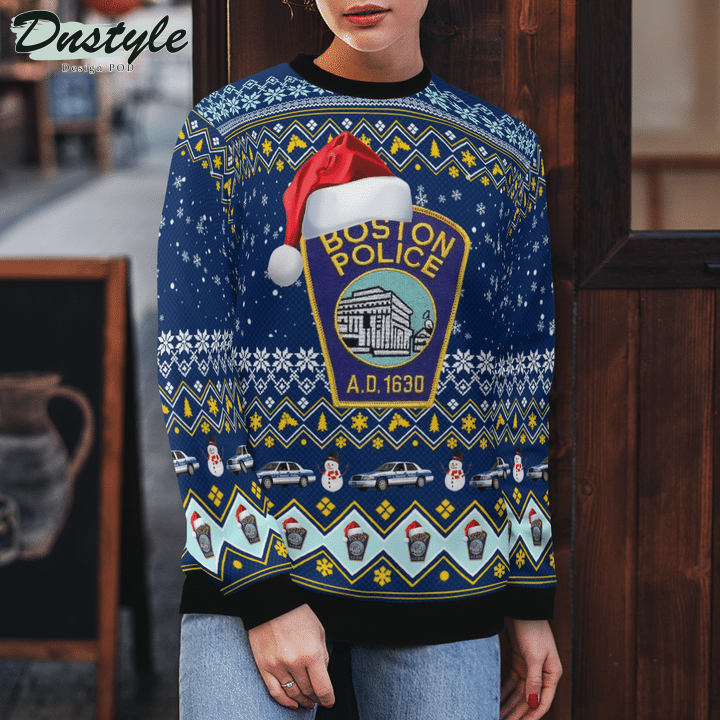 Boston Police Department Ugly Merry Christmas Sweater