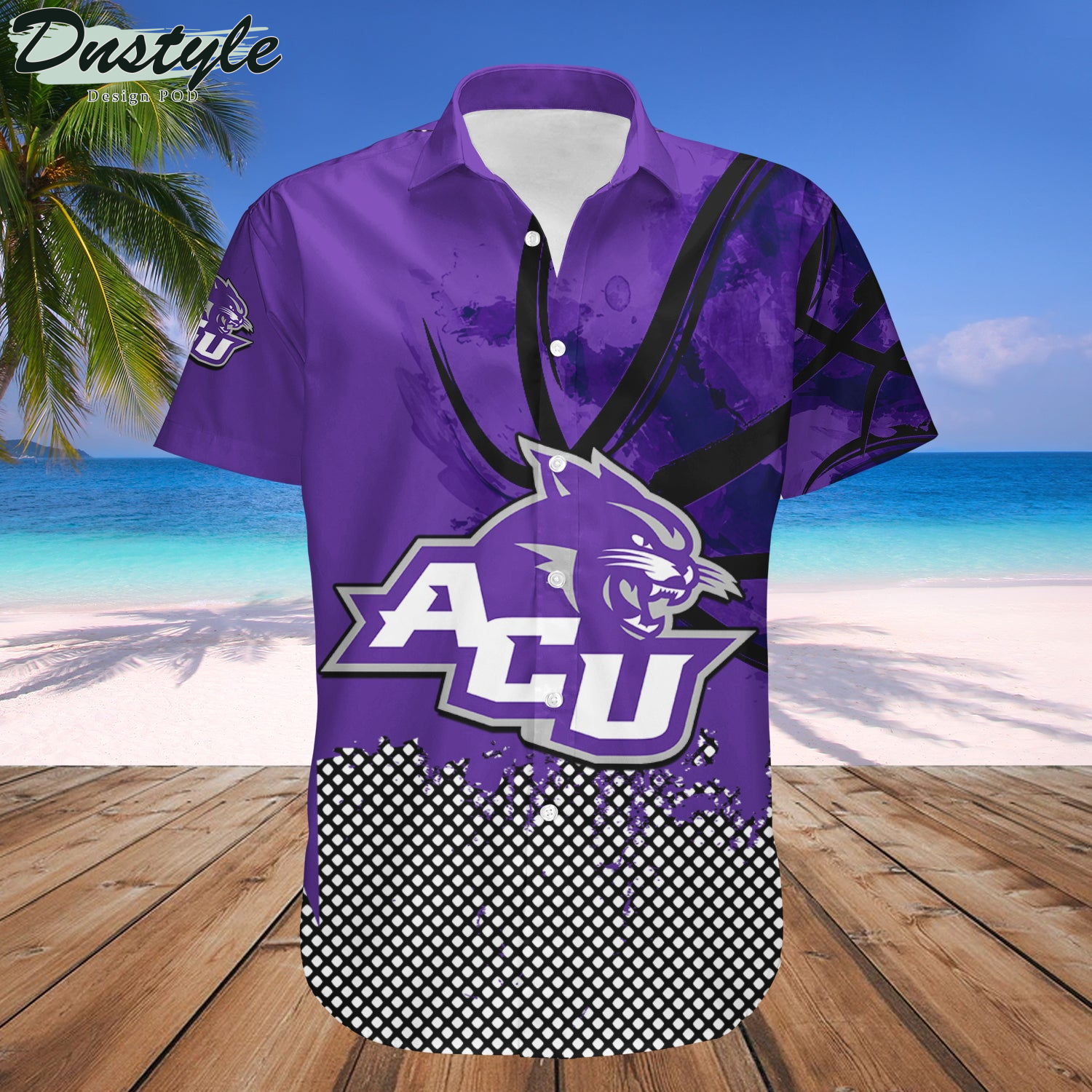 Abilene Christian Wildcats Basketball Net Grunge Pattern Hawaii Shirt