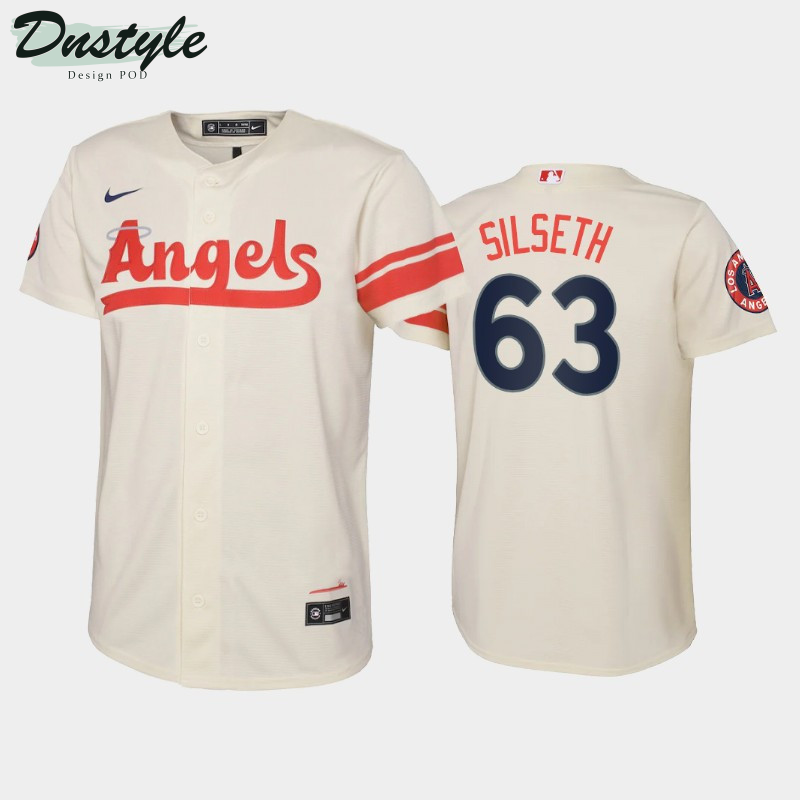 2022 City Connect Youth Los Angeles Angels Chase Silseth #63 Chase Silseth Jersey - Cream