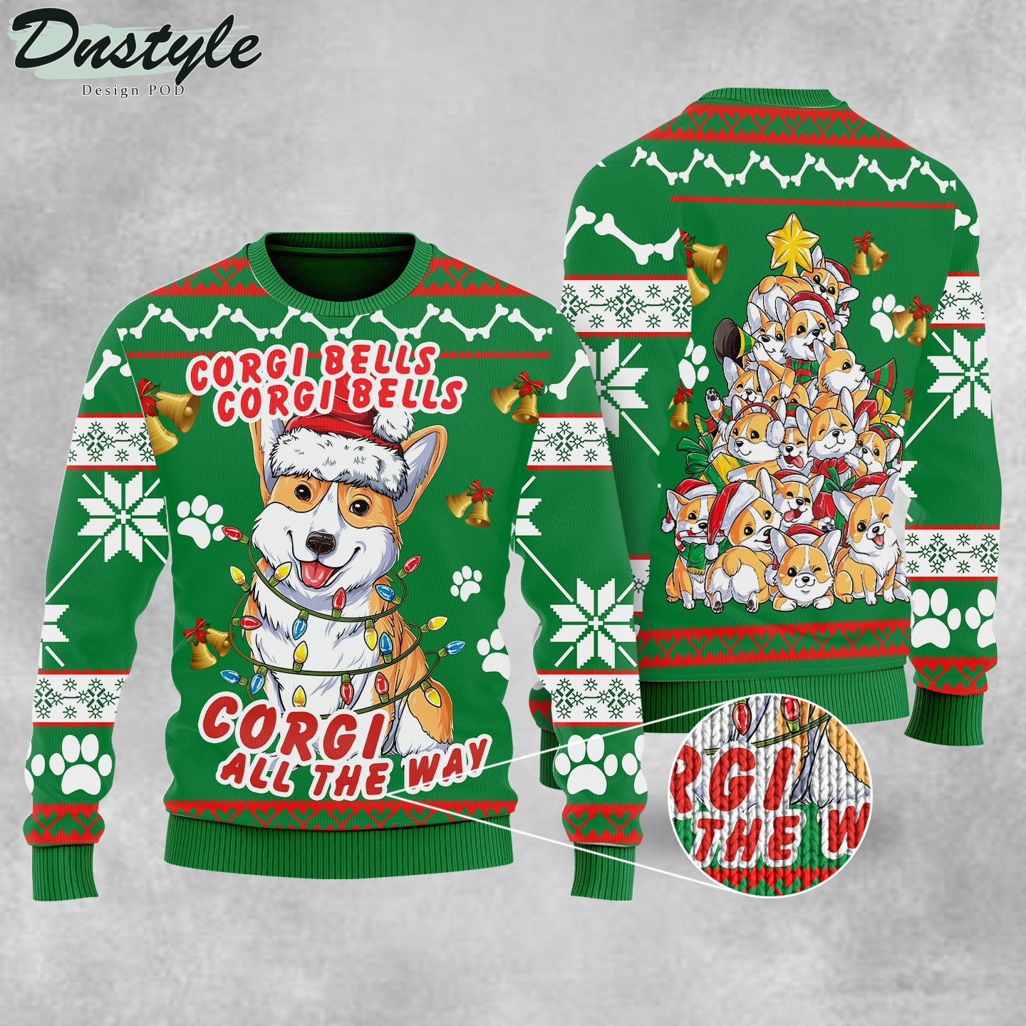 Corgi Dog Bells Christmas Ugly Christmas Sweater