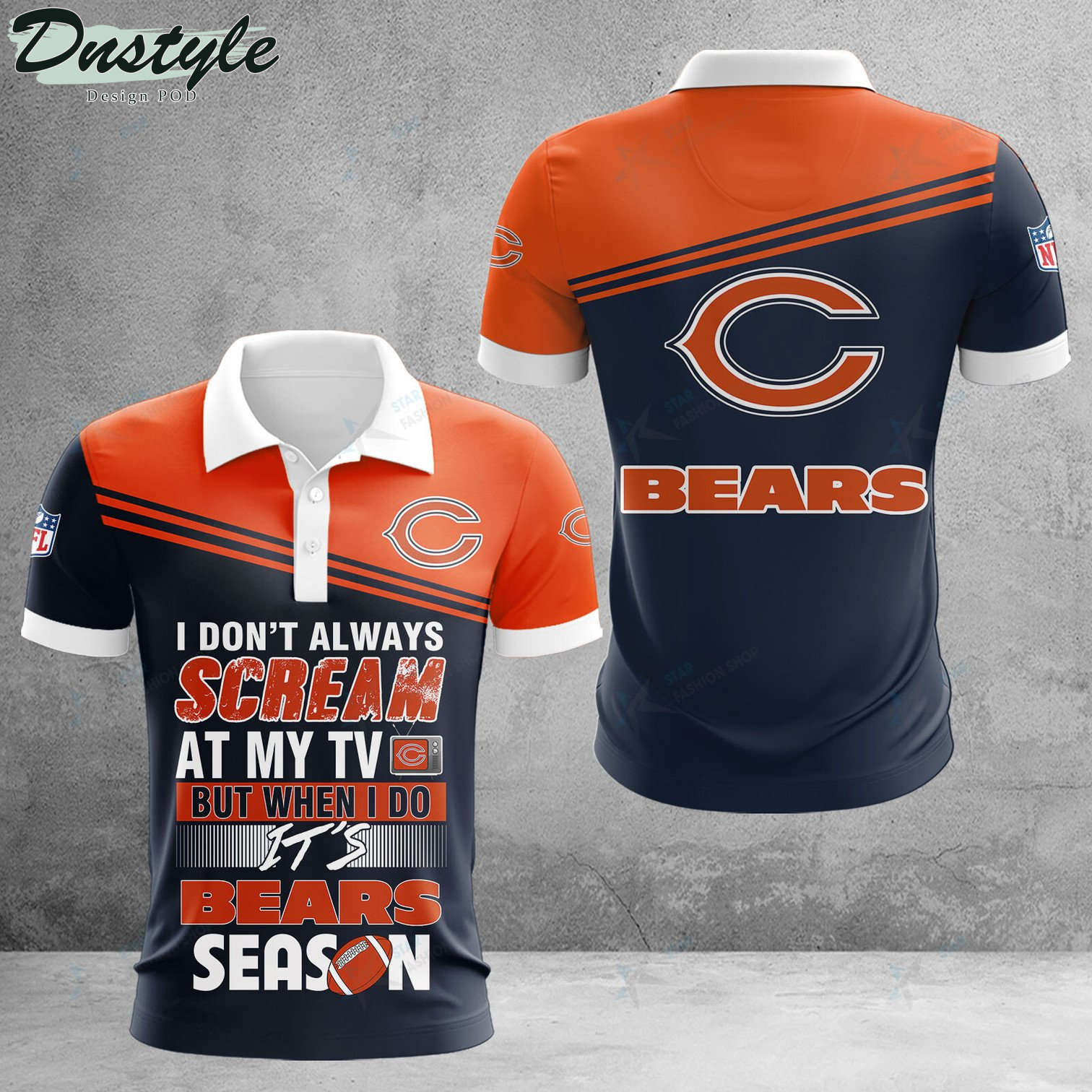 Chicago Bears I don't Always Scream At My TV Polo Shirt
