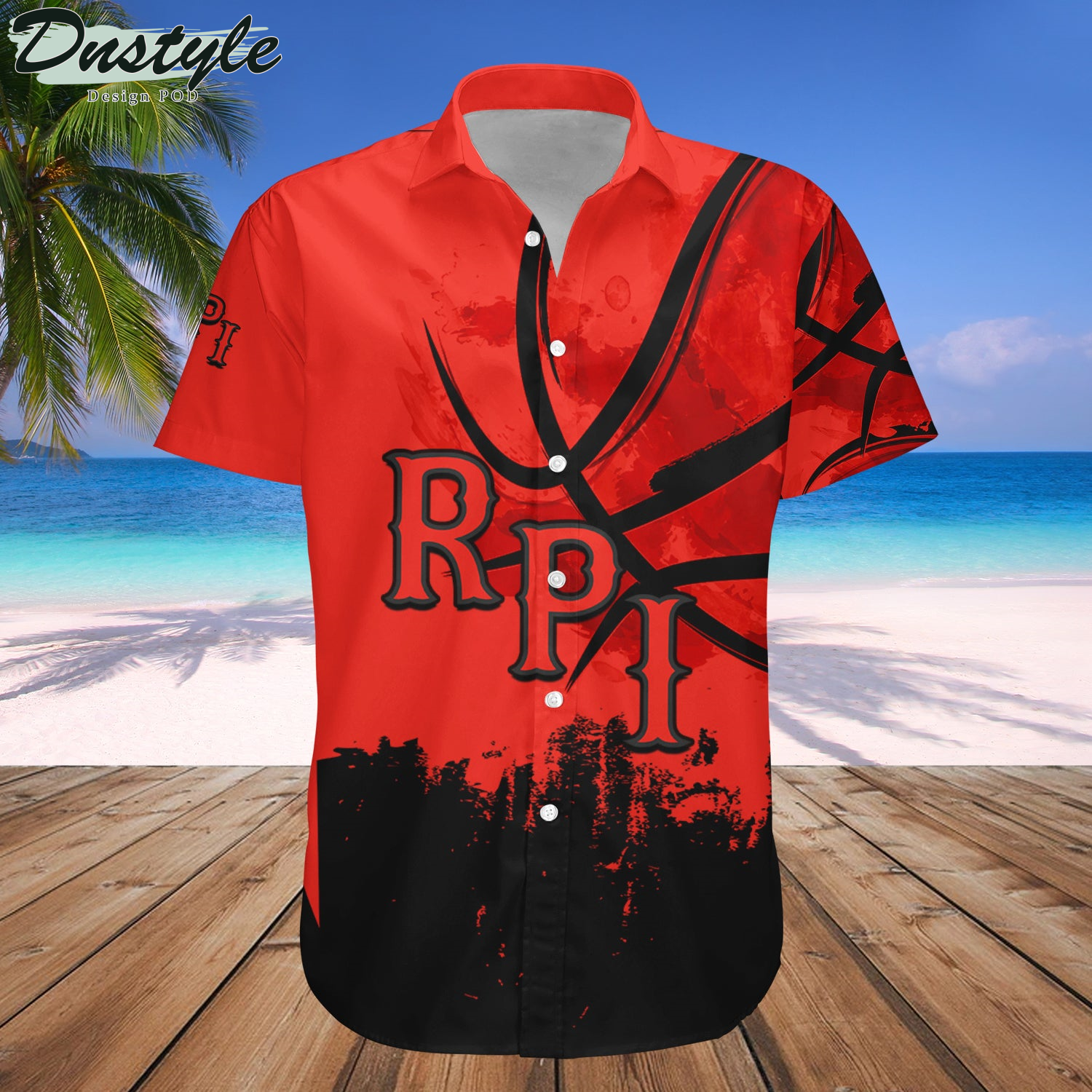 RPI Engineers Basketball Net Grunge Pattern Hawaii Shirt
