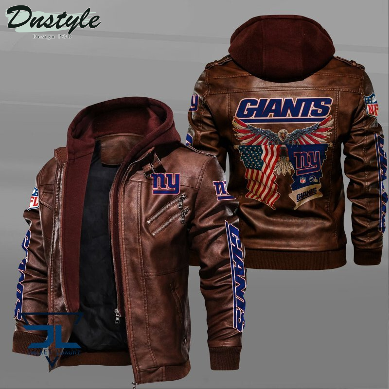 New York Giants Eagles American Flag Leather Jacket