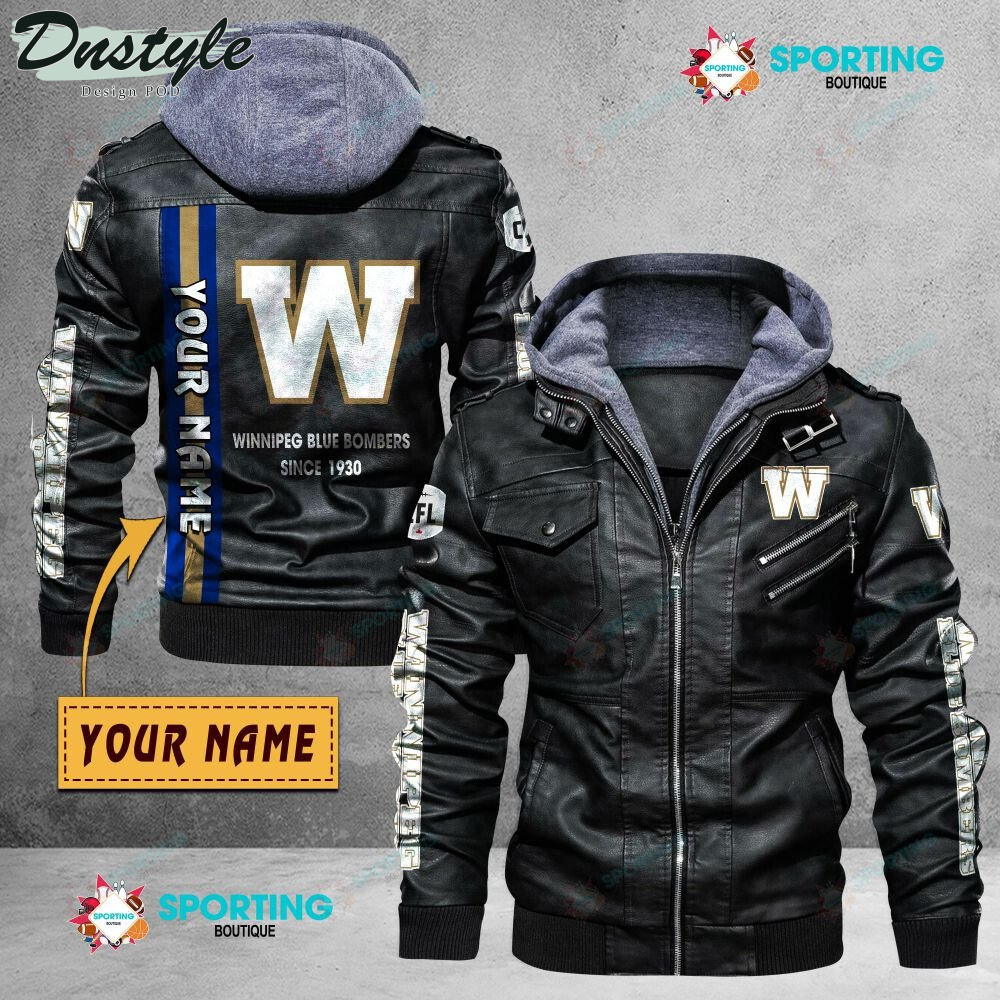 Winnipeg Blue Bombers custom name leather jacket