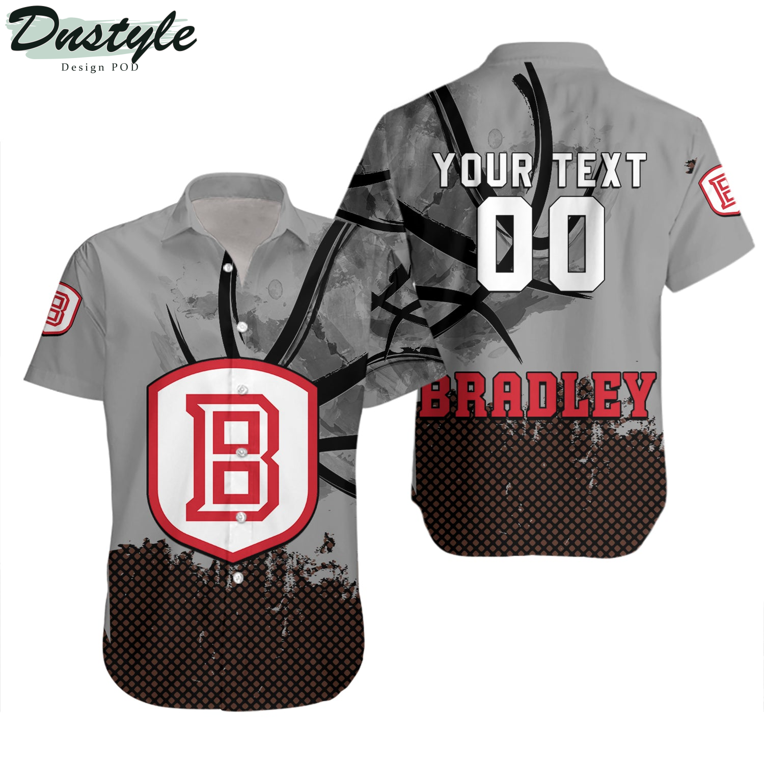 Bradley Braves Basketball Net Grunge Pattern Hawaii Shirt