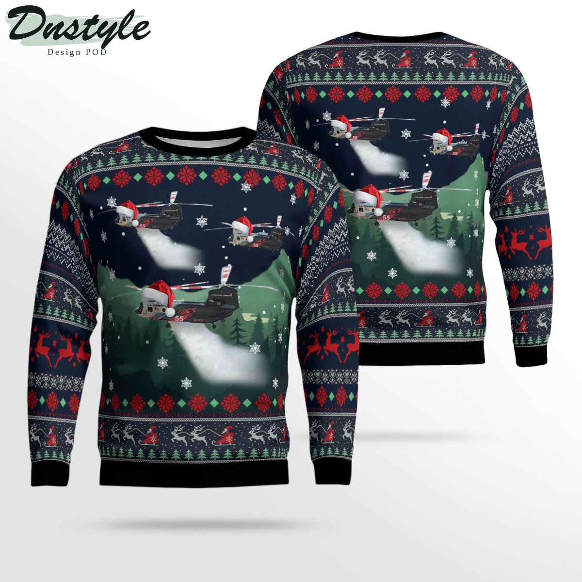 Los Angeles County Fire Department CH-47 Ugly Christmas Sweater
