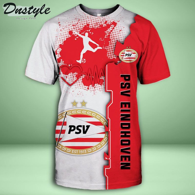 PSV Eindhoven T-shirt met capuchon en all-over print