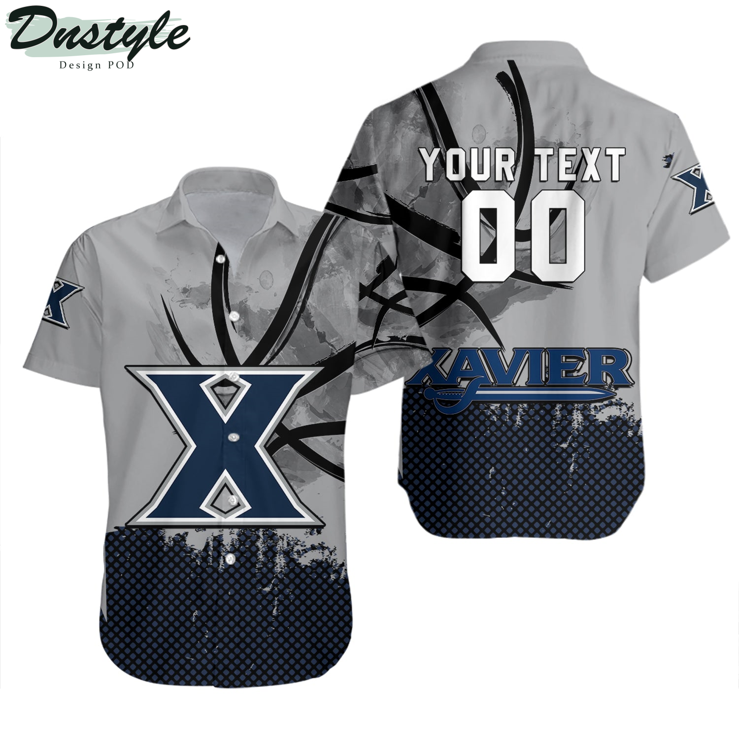 Xavier Musketeers Basketball Net Grunge Pattern Hawaii Shirt