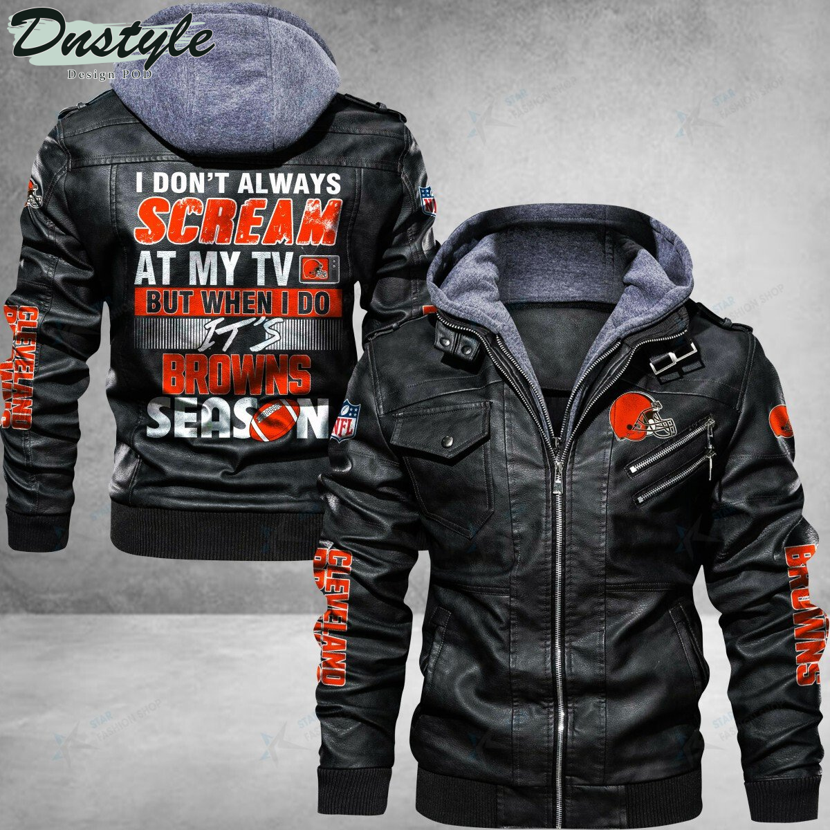 Cleveland Browns I don't Always Scream At My TV Leather Jacket
