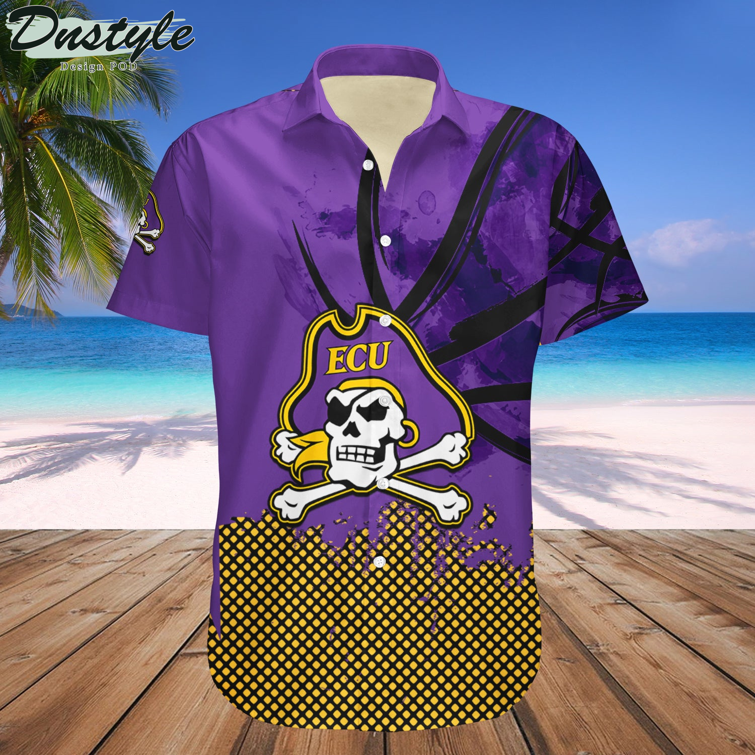 East Carolina Pirates Basketball Net Grunge Pattern Hawaii Shirt