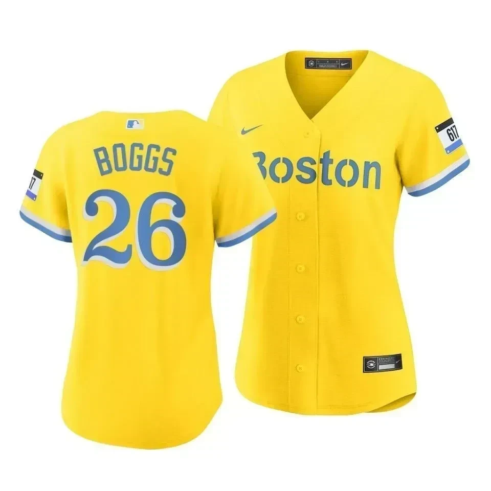 Red Sox Wade Boggs #26 2021 City Connect Gold Women's MLB Jersey