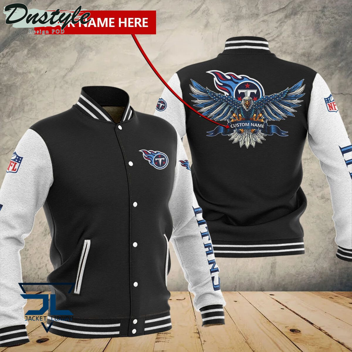 Tennessee Titans Eagles Custom Name Baseball Jacket