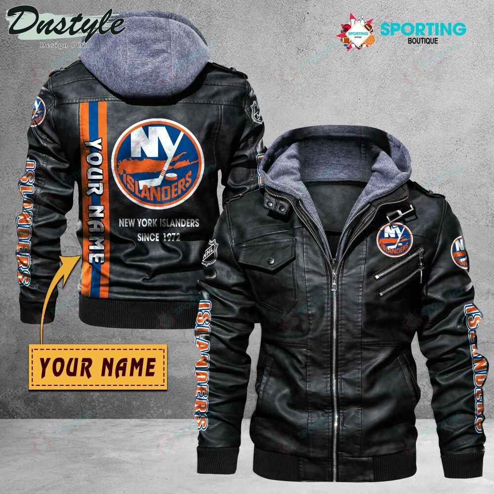 New York Islanders custom name leather jacket