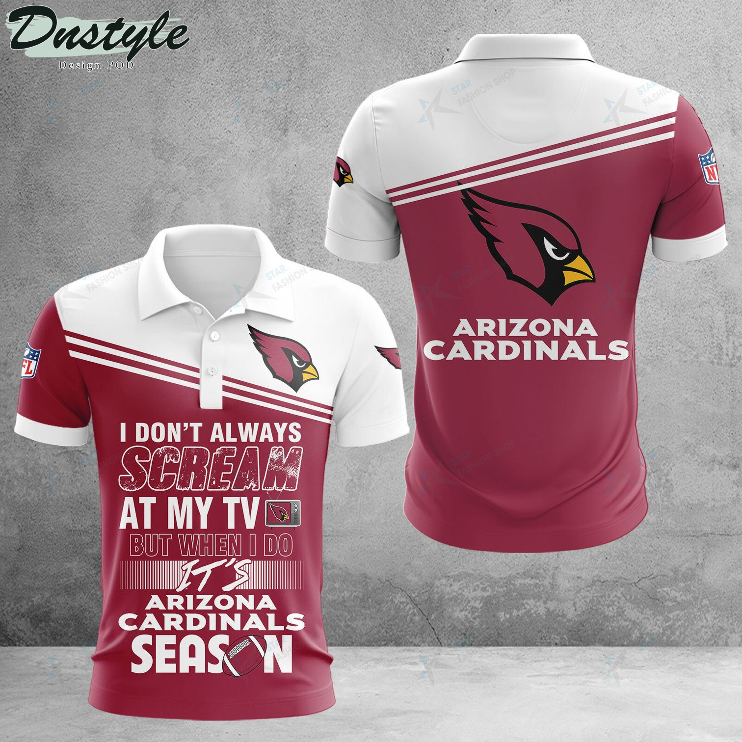 Arizona Cardinals I don't Always Scream At My TV Polo Shirt
