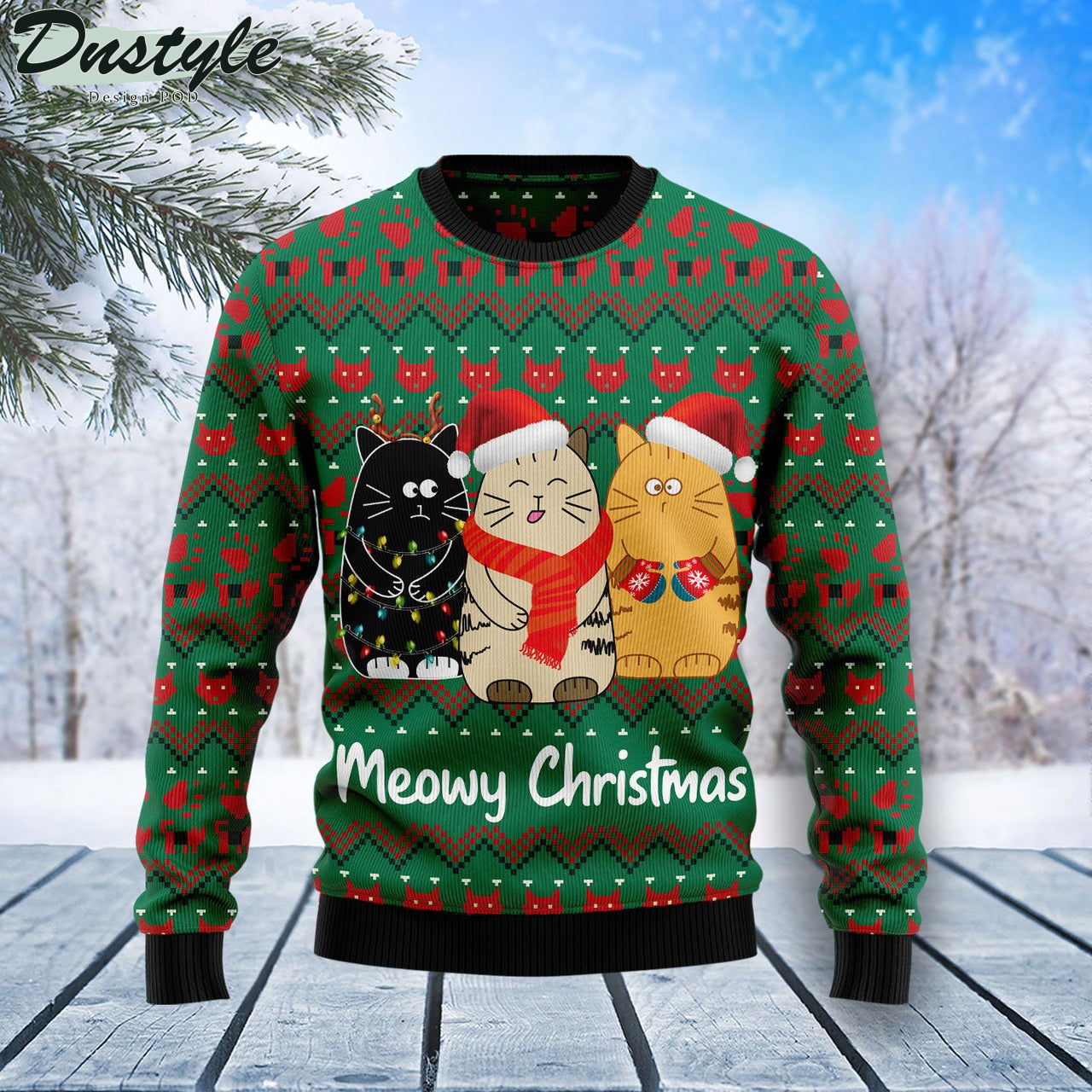 Cat Meowy Ugly Christmas Sweater