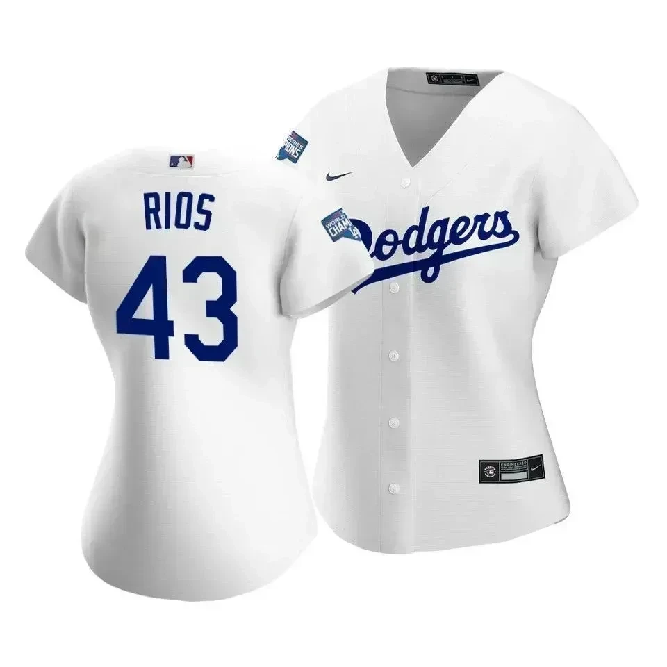 Dodgers Edwin Rios #43 2020 World Series Champions White Home Women's MLB Jersey