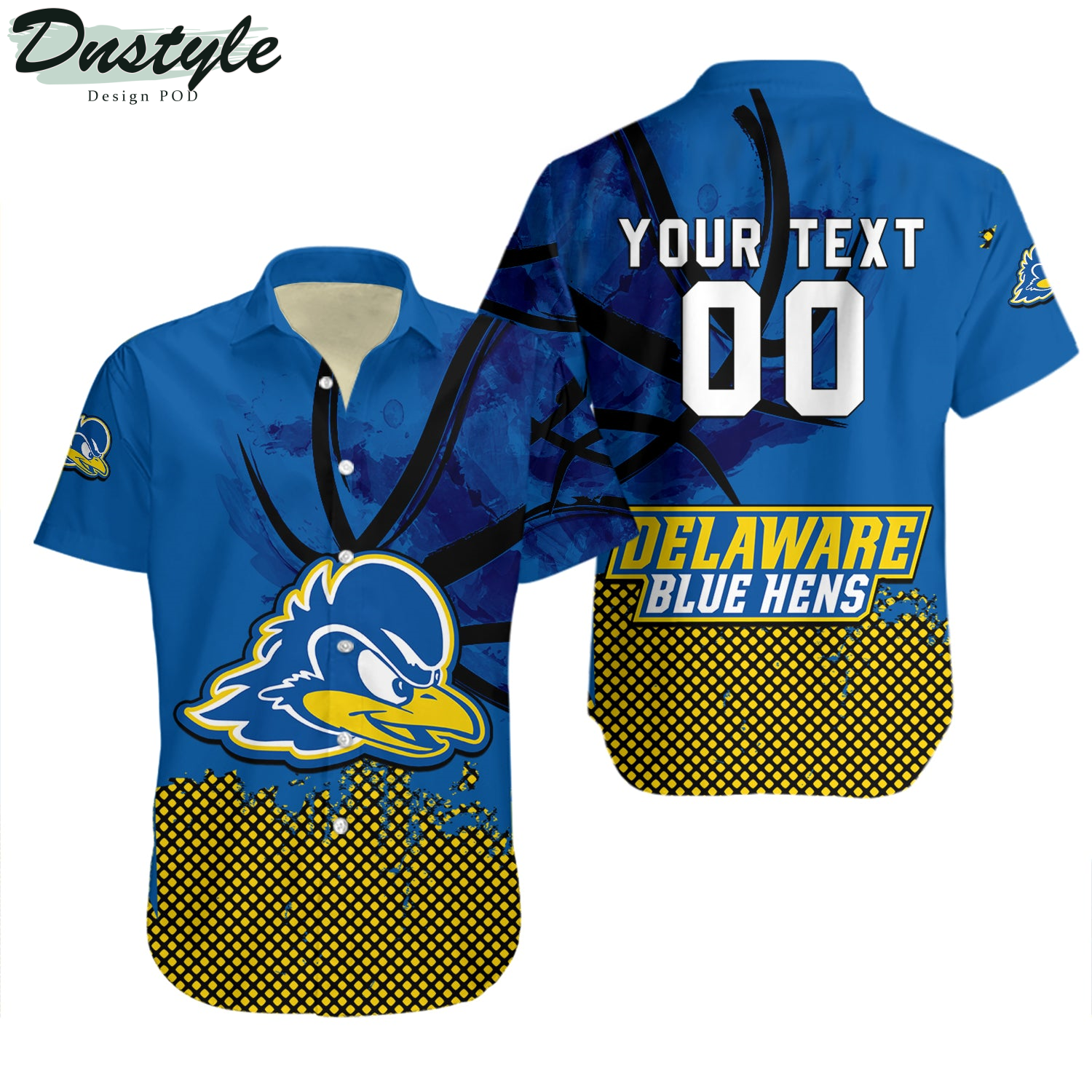 Delaware Blue Hens Basketball Net Grunge Pattern Hawaii Shirt