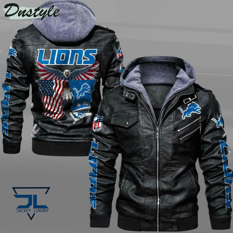 Detroit Lions Eagles American Flag Leather Jacket