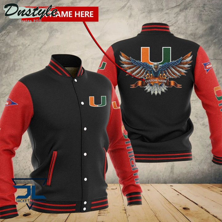 Miami Hurricanes Custom Name Baseball Jacket