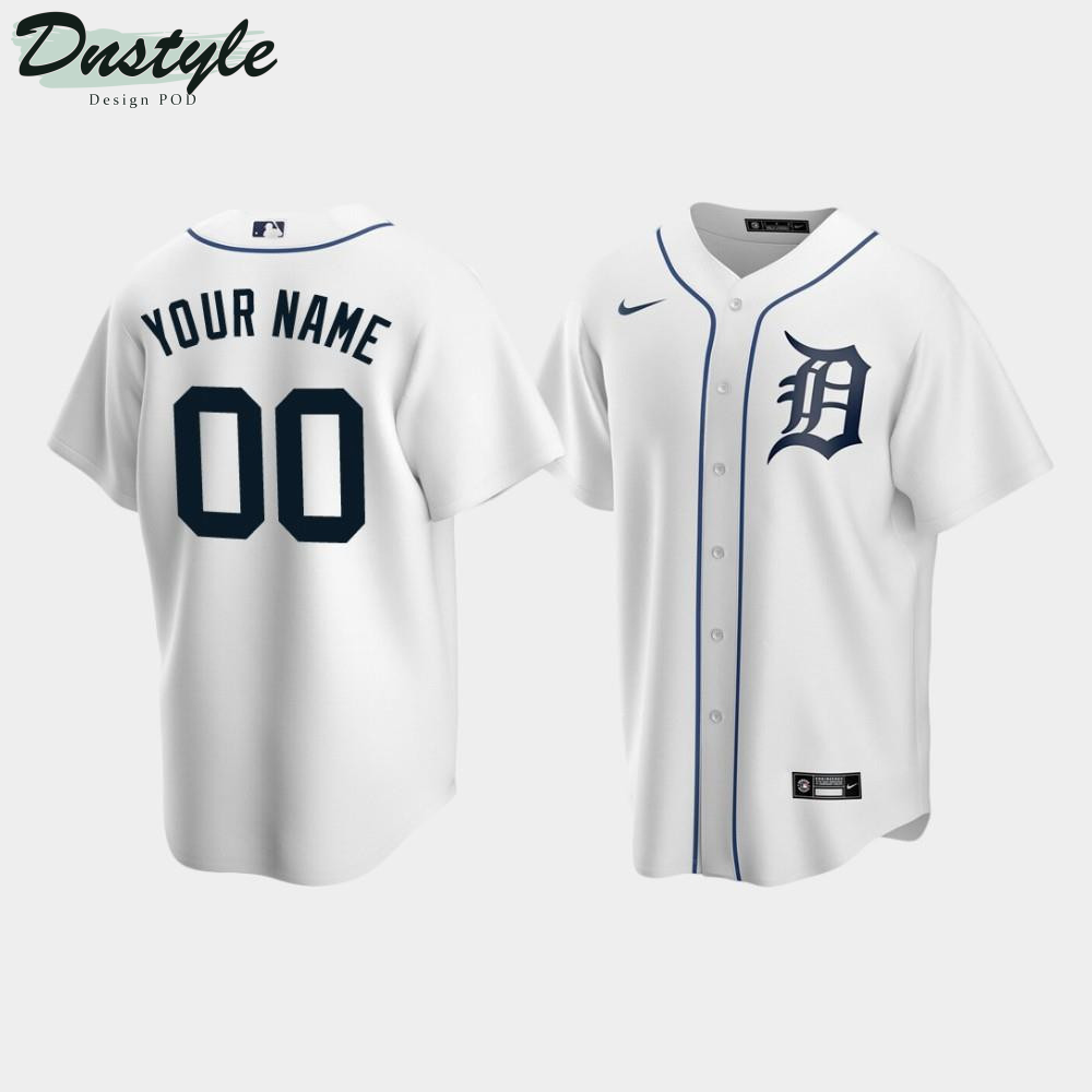 Men's Detroit Tigers #00 Custom White Home Jersey MLB Jersey 2