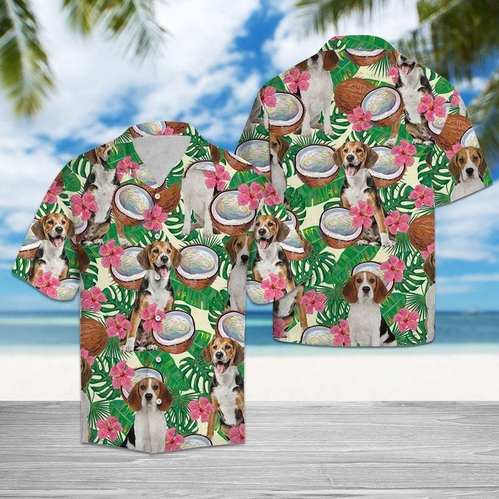 Beagle Tropical Coconut Aloha Hawaiian Shirt