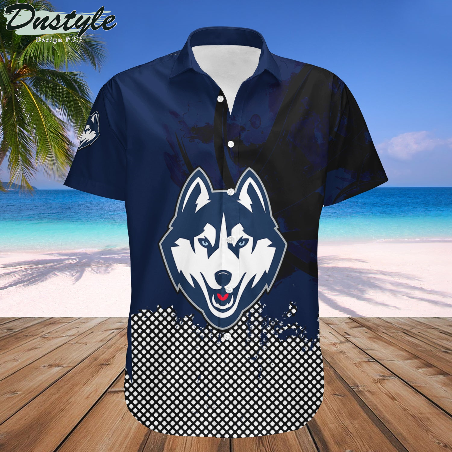UConn Huskies Basketball Net Grunge Pattern Hawaii Shirt