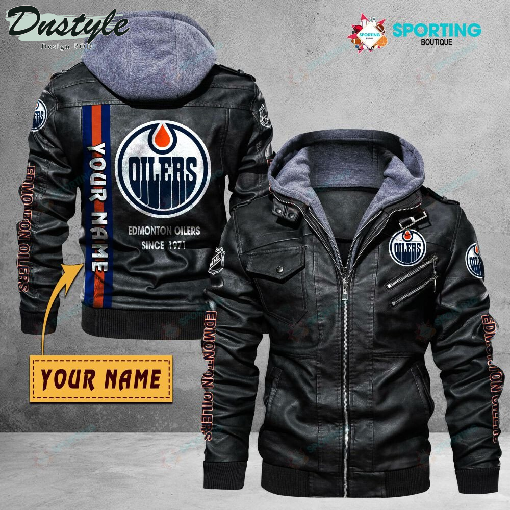 Edmonton Oilers custom name leather jacket
