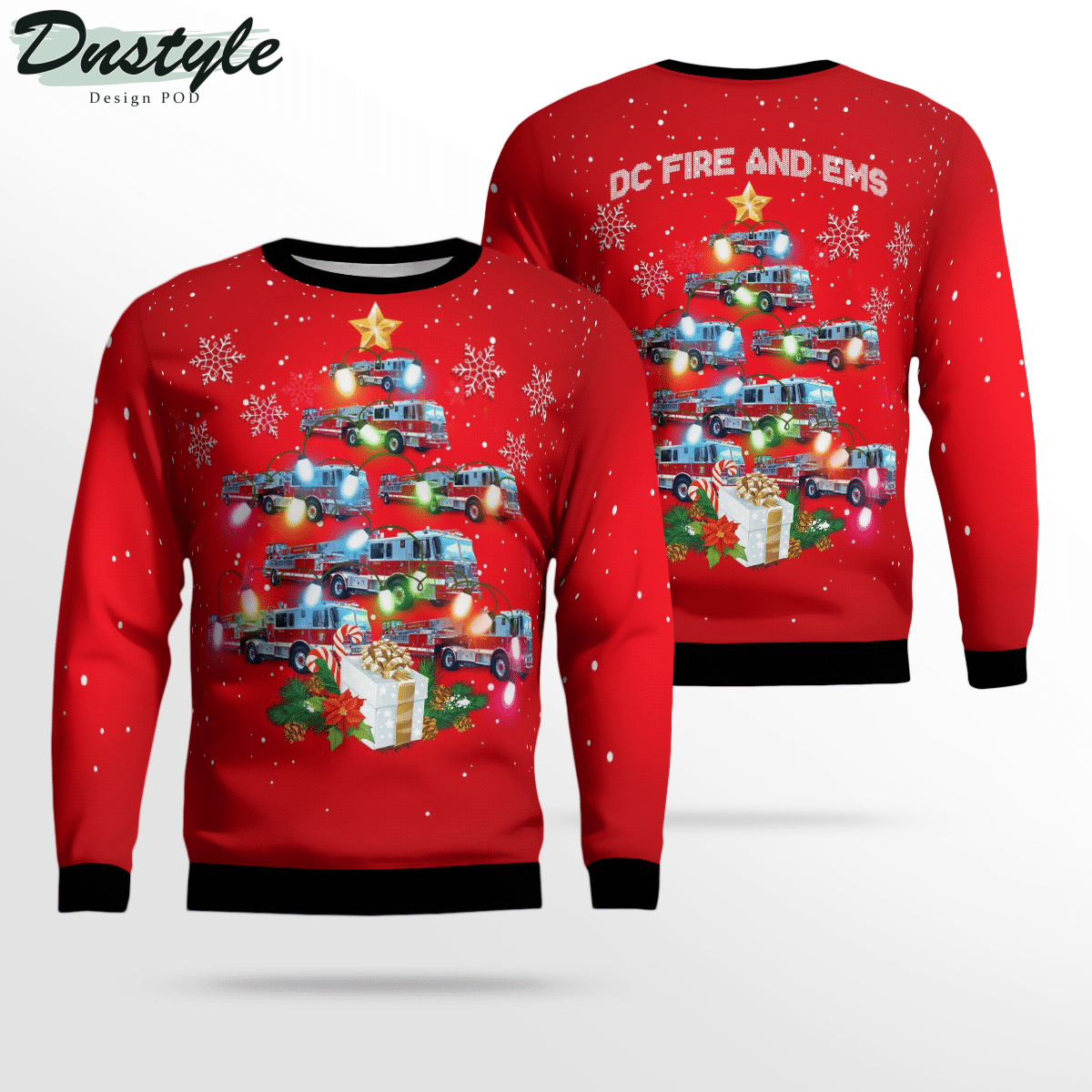 Washington DC Fire And EMS Red Ugly Christmas Sweater