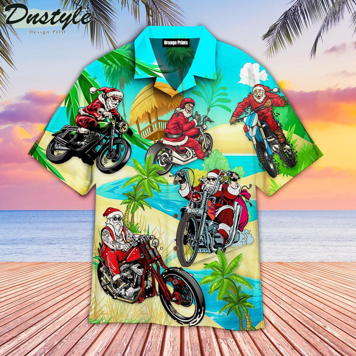 Santa Bike Motocross Christmas In July Hawaiian Shirt