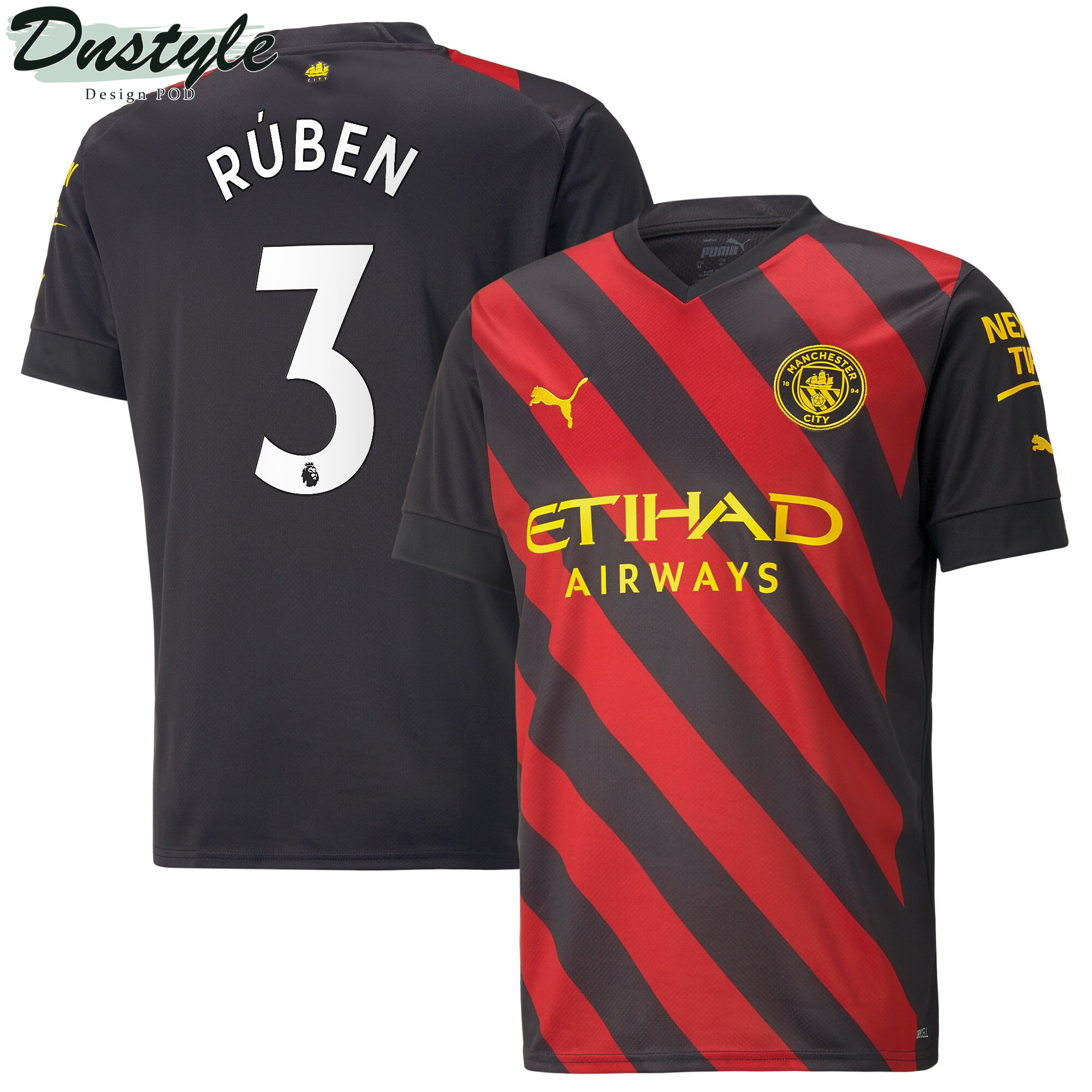 Ruben #3 Manchester City Men 2022/23 Away Jersey - Black