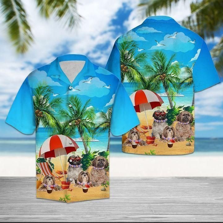 Dogs Coconut Tree Hawaiian Shirt